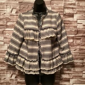 Sugar lips  Striped Tweed Jacket - Black and Cream XS